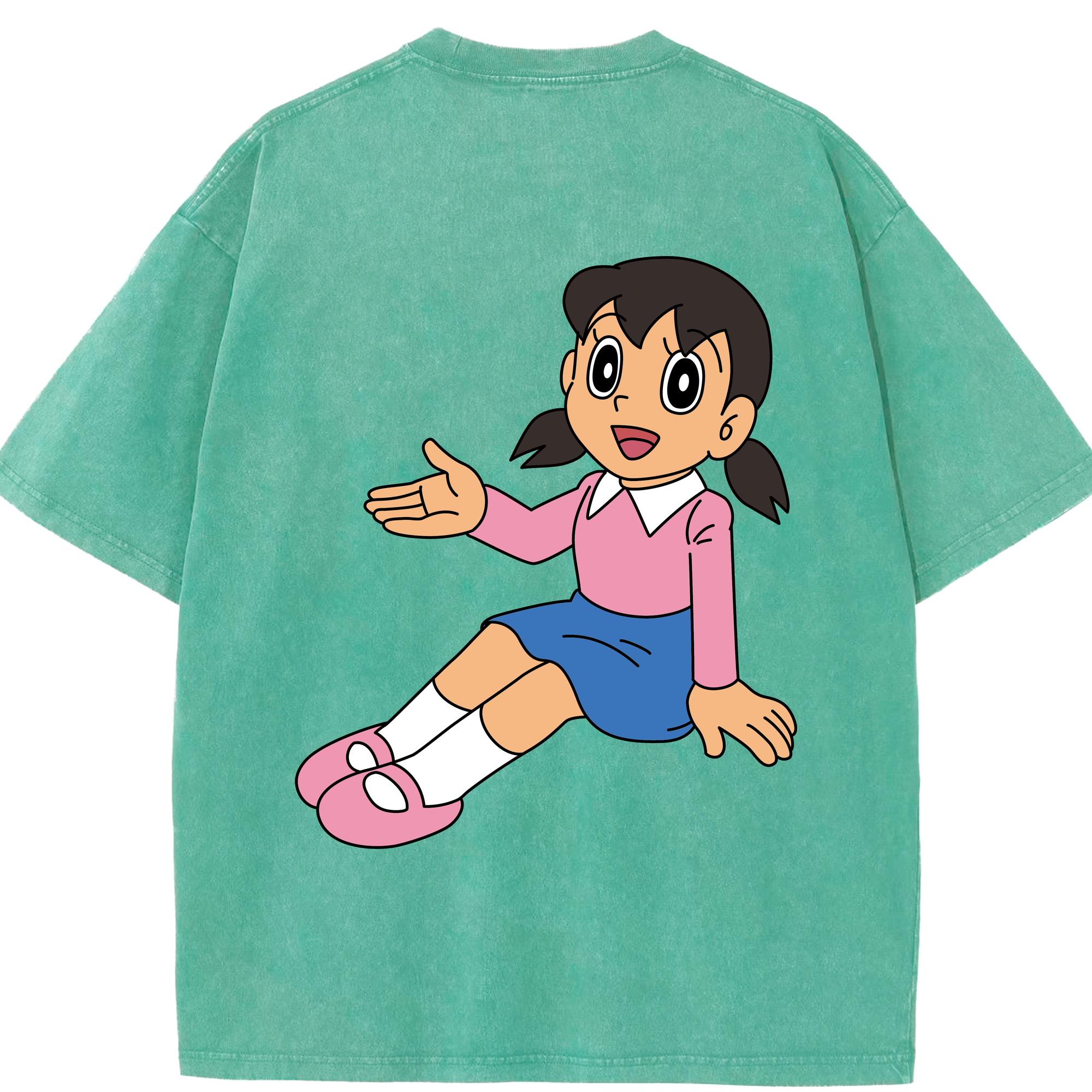 （画像用） ドラえもん みなもと しずか Doraemon Shizuka Minamoto 綿100% ヴィンテージ風 半袖Tシャツ（背面プリント）